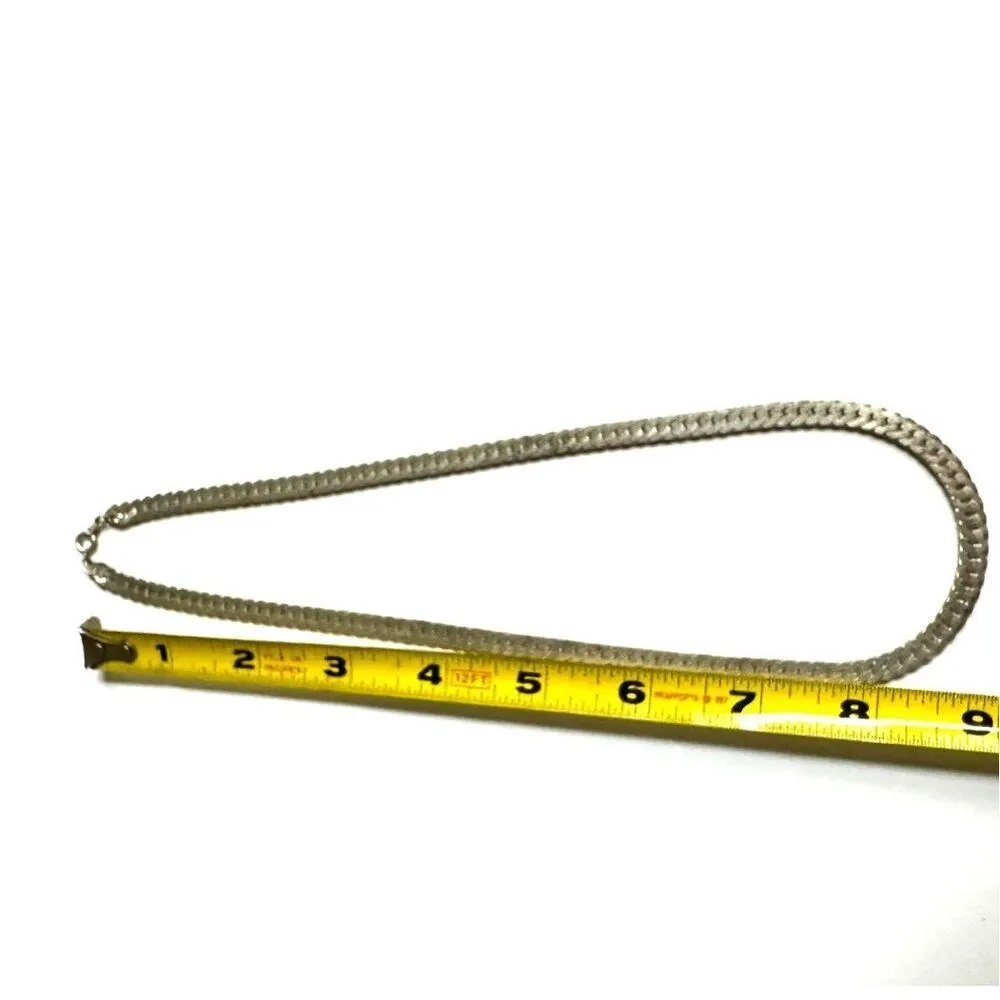 Silver tone flat herringbone chain necklace - Image 6