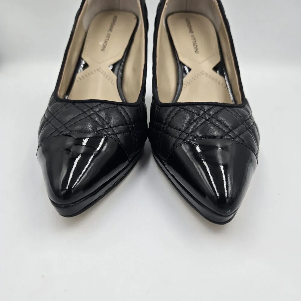 Adrienne Vittadini AV Jantine Black Patent Leather Quilted Heels Womens Size 8 M - Image 7