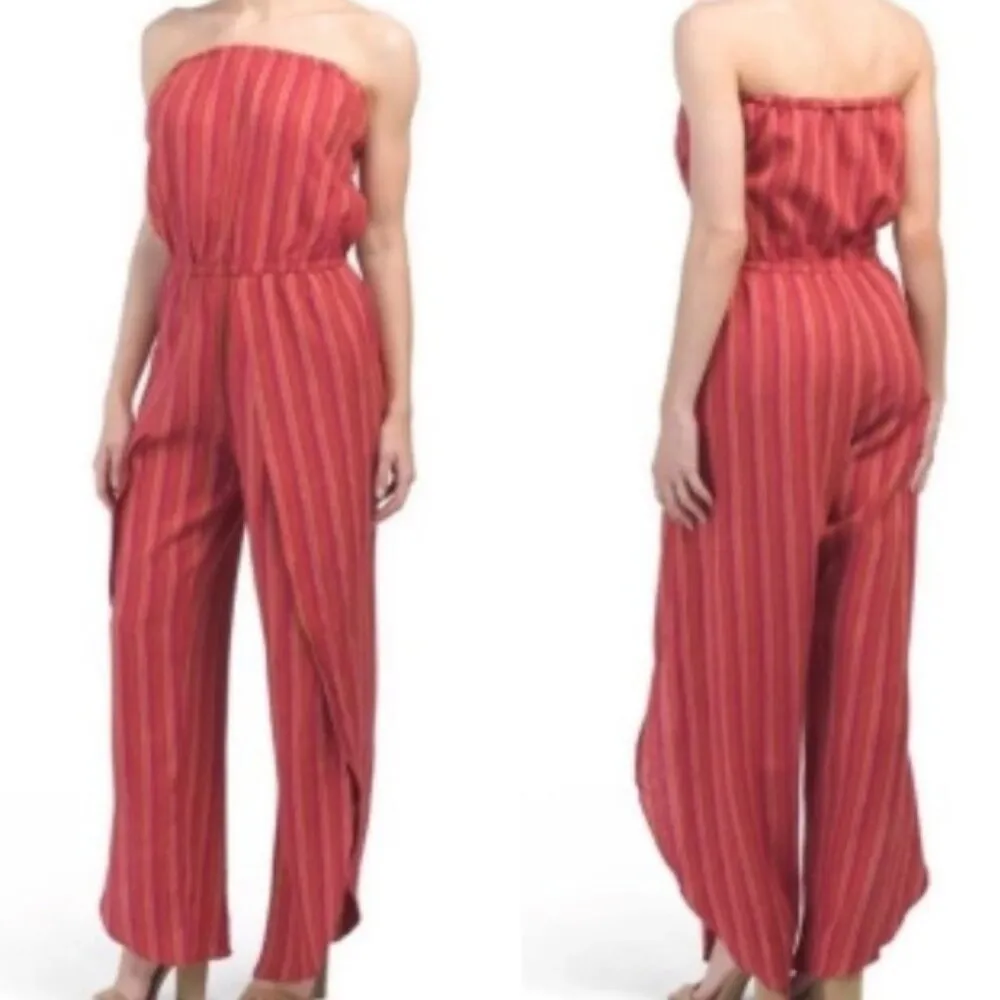 NWT DREW Emerson Strapless Jumpsuit Red Magenta Size Medium - Image 2