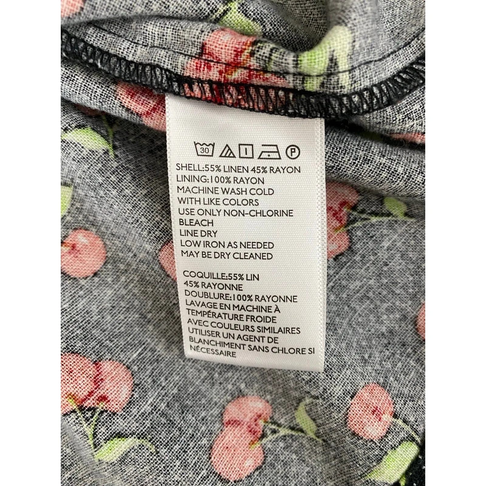 Urban Outfitters Cherry Print Halter Dress Polka Dot Linen Blend S/P - Image 7