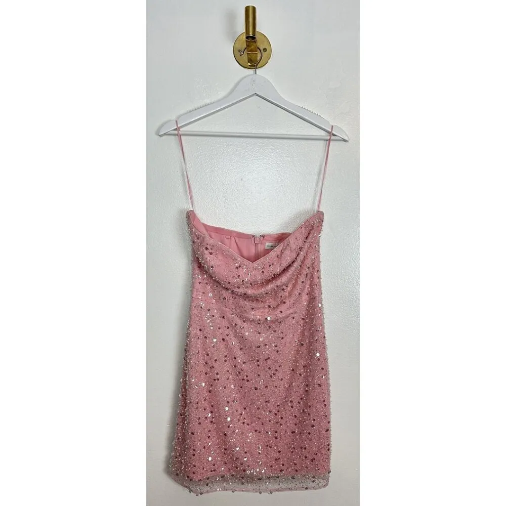DRESS THE POPULATION Crystal Sequin Strapless Body-Con Minidress in Blush Multi - Image 4