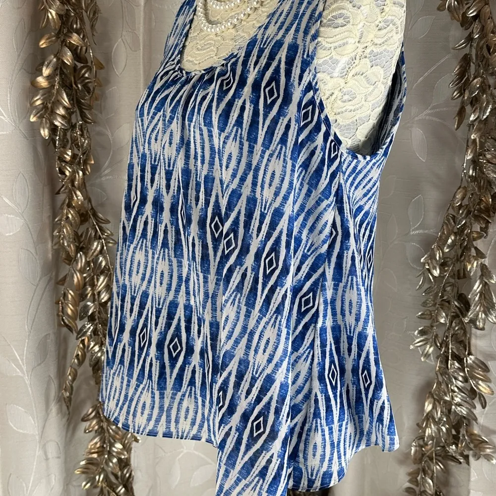 Meadow Rue Blue Ikat Print Sleeveless Blouse - Image 5