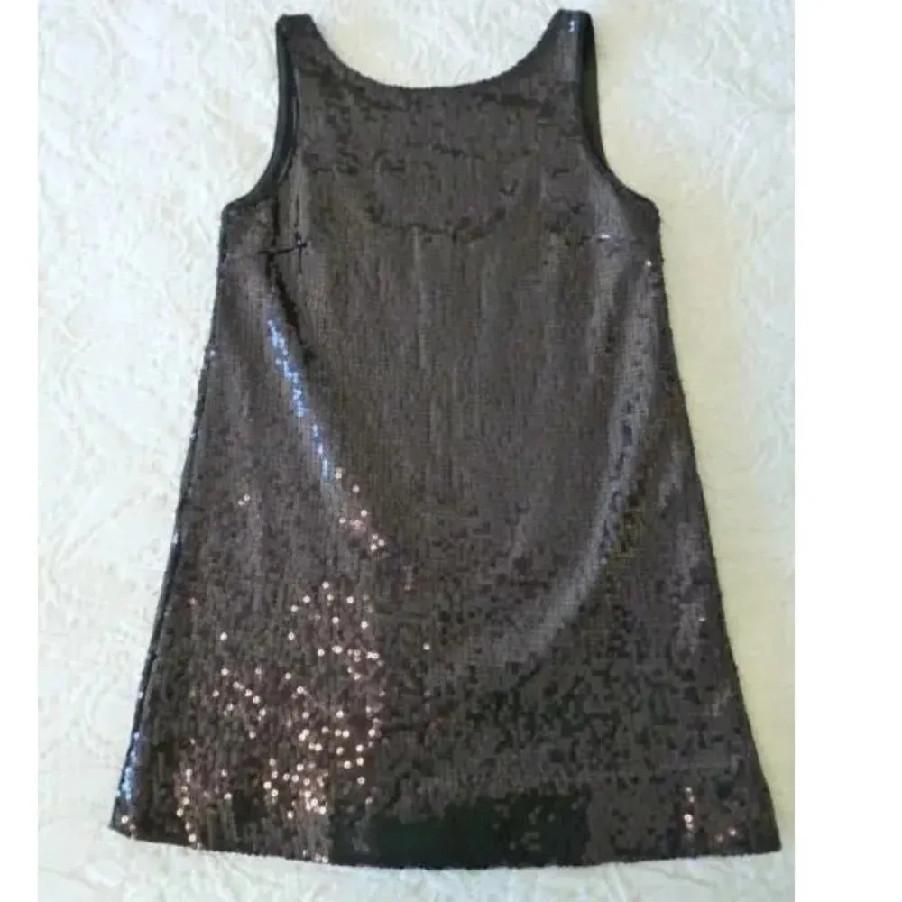 Free people black sequin mini dress low back size 4 slightly oversized - Image 3