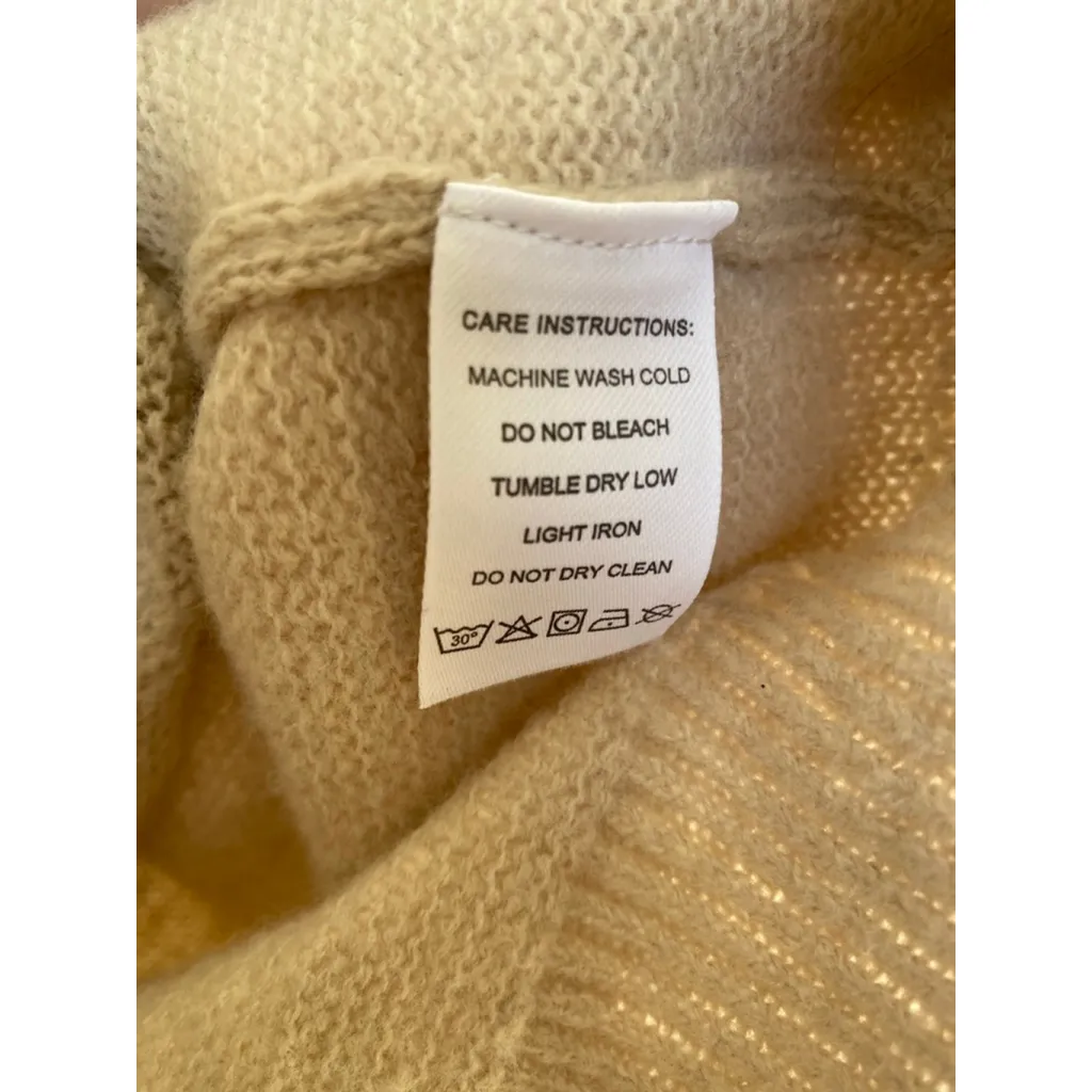 Beige Floral Embroidered Cardigan Cottagecore Soft Girl Artsy Y2K 2000s Boho M - Image 5