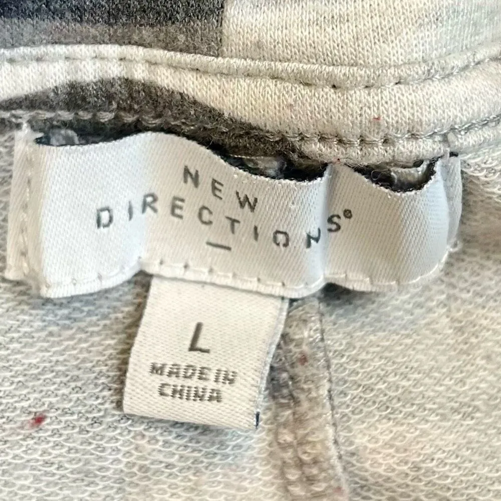 New Directions Gray Camouflage Cowl Neck Sweatshirt Large - Image 10