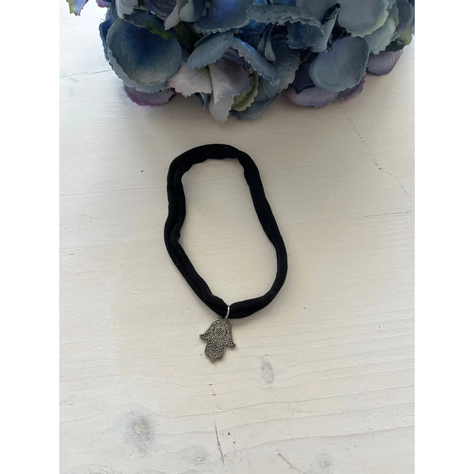 Hamsa Hand Charm Black Cord Choker Necklace‎ Boho Hippie Spiritual Amulet - Image 3