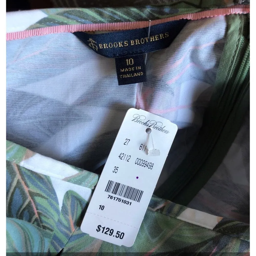 NWT Brooks Brothers Tropical Leaf Print Pleated Skirt size 10 - Image 8