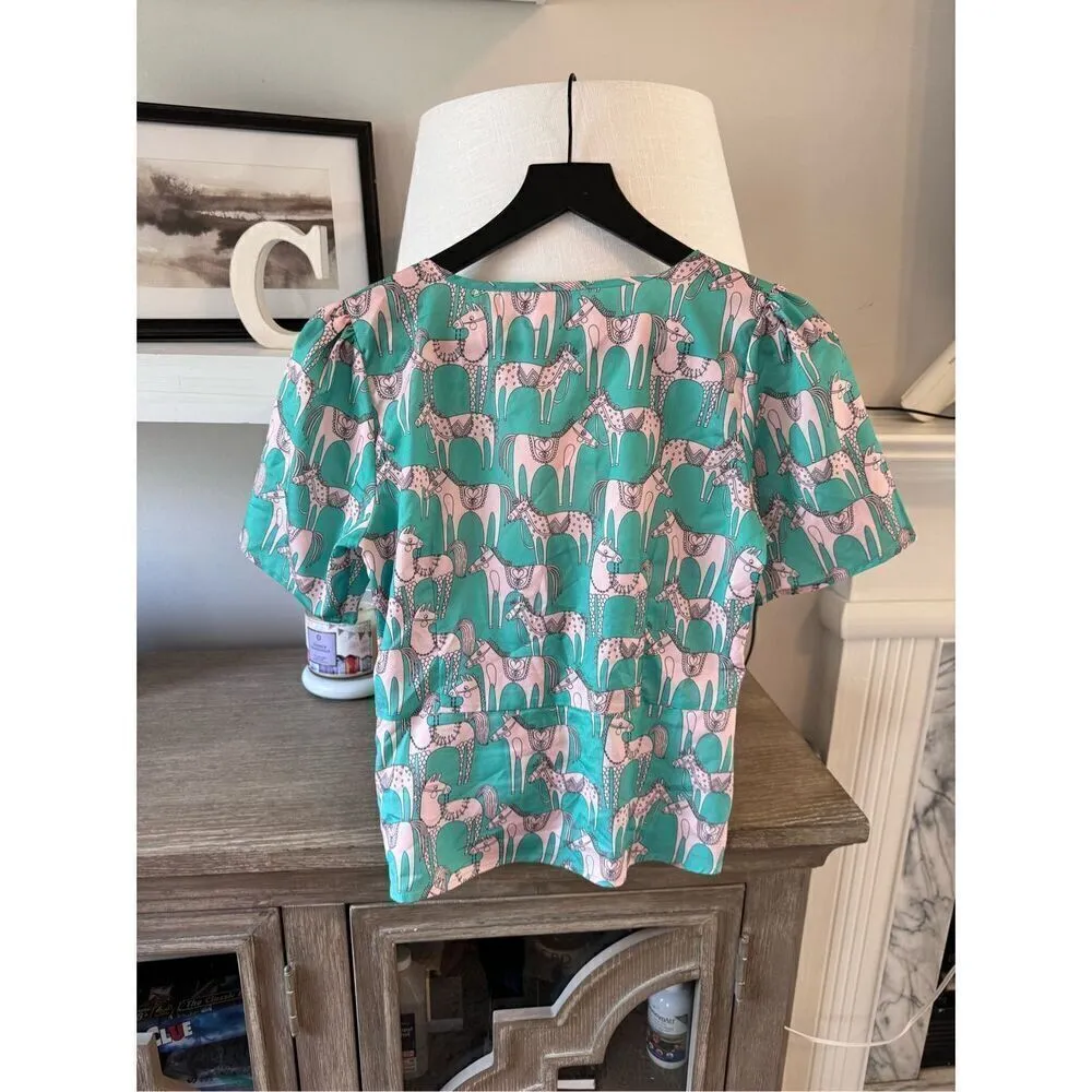 Zero Degrees Celsius Top Green Pink Size Small - Image 6