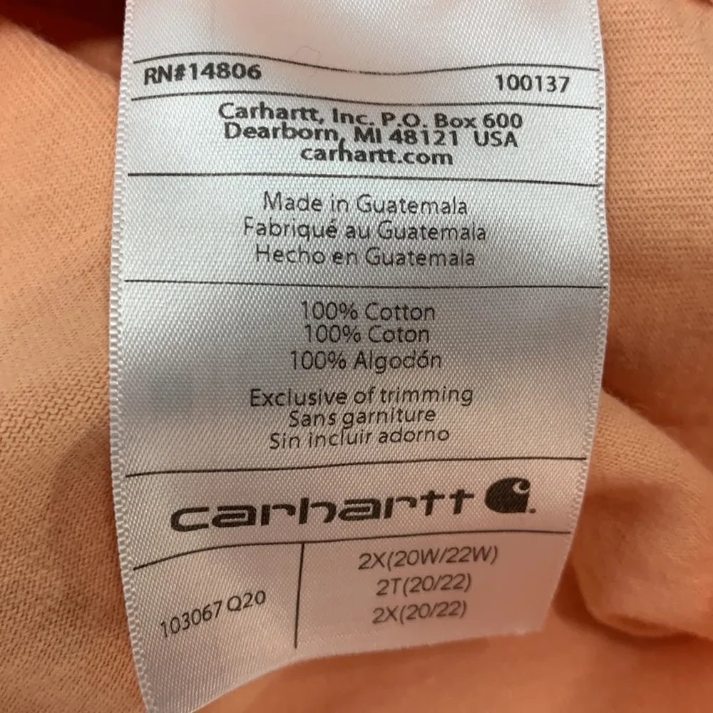 Carhartt Loose Fit Light Orange Peach Workwear Crew neck Pocket Tee Size… - Image 12