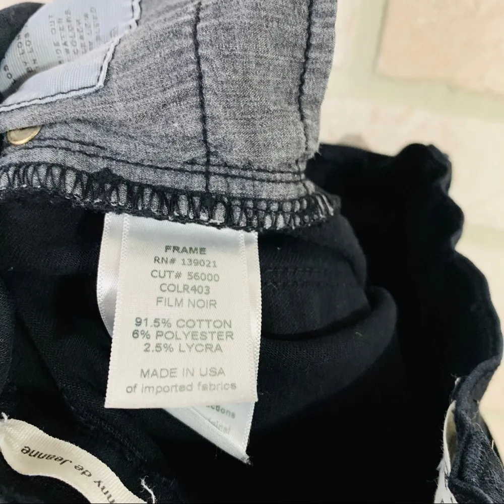 Frame Le Skinny de Jeanne Ripped Distressed Jeans in Film Noir Wash Size 24 - Image 13