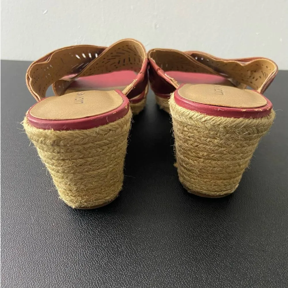 Lucky Brand Womens Keela Leather Espadrille Sandals US Size 10M Slip On FLAW - Image 4