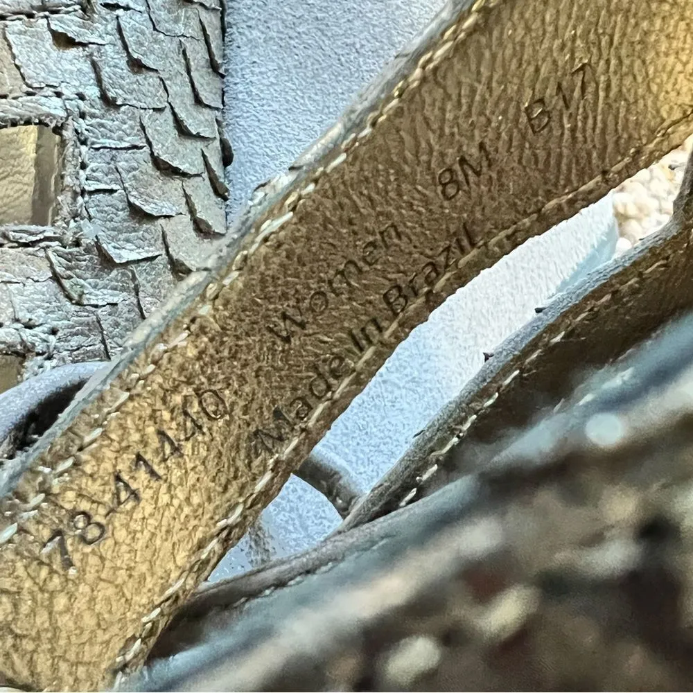 Johnston & Murphy Maddie Metallic Snakeskin Print Lace Up Wedge - Image 5