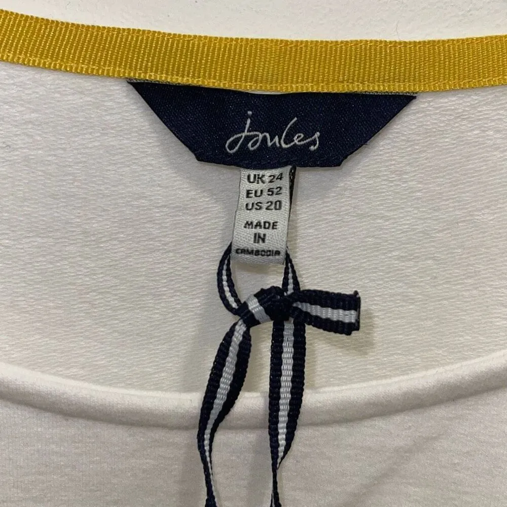 Joules Womens Striped Seacombe Button Shoulder Breton Top White Yellow Sz 20 NWT - Image 8
