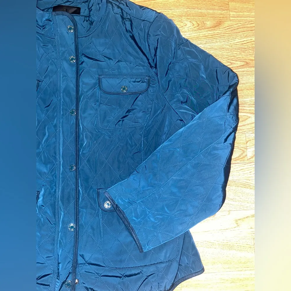 Blue quilted zip up winter coat Size XL - Image 2