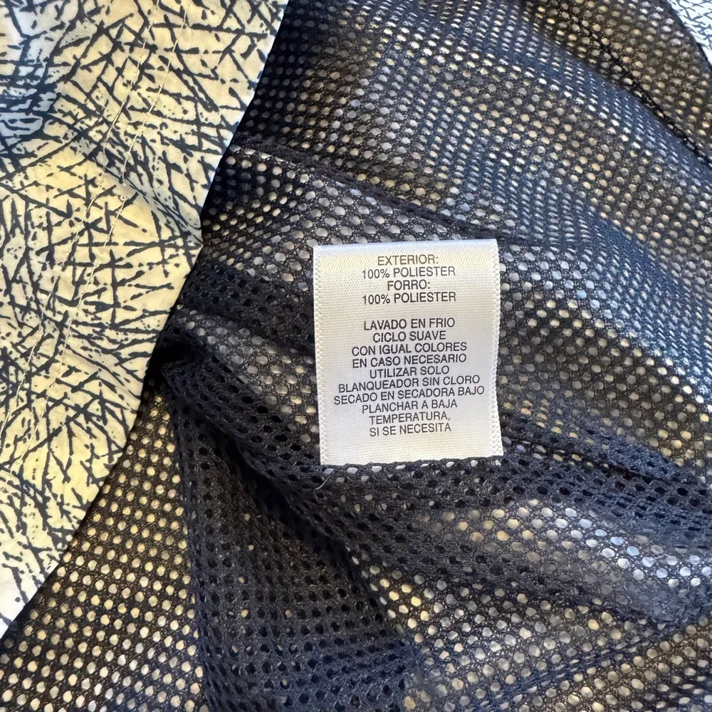 Hannah Windbreaker Jacket Size L Blue White Geometric Print Mesh Lined Packable Size L - Image 5