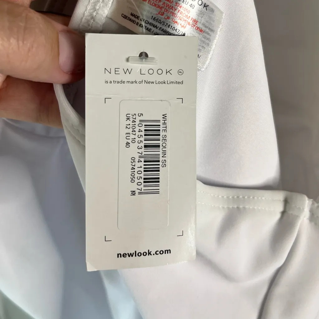 New Look Sequin Plunge white Swimsuit NWT size 8 uk 12 Swimwear - Image 7