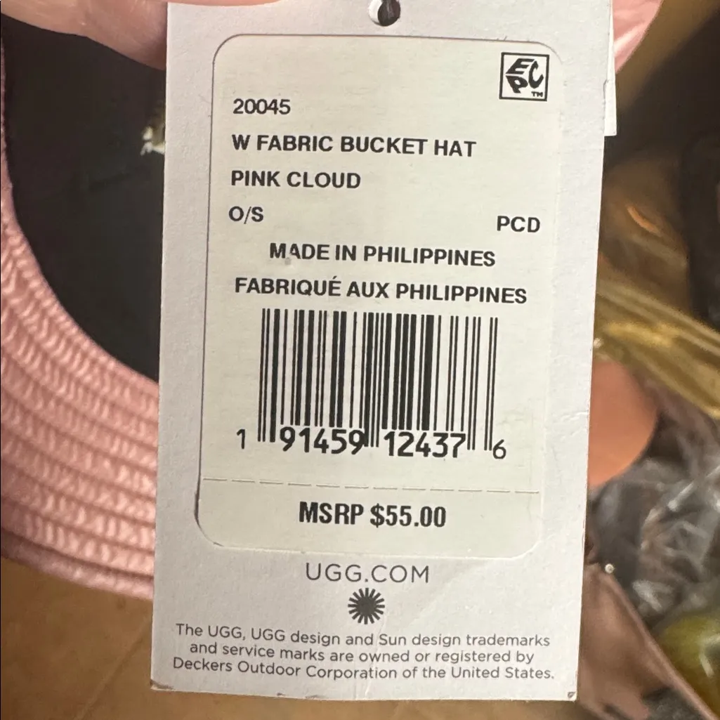 NWT UGG Pink Cloud Fabric Bucket Hat Water-Resistant OS - Image 9