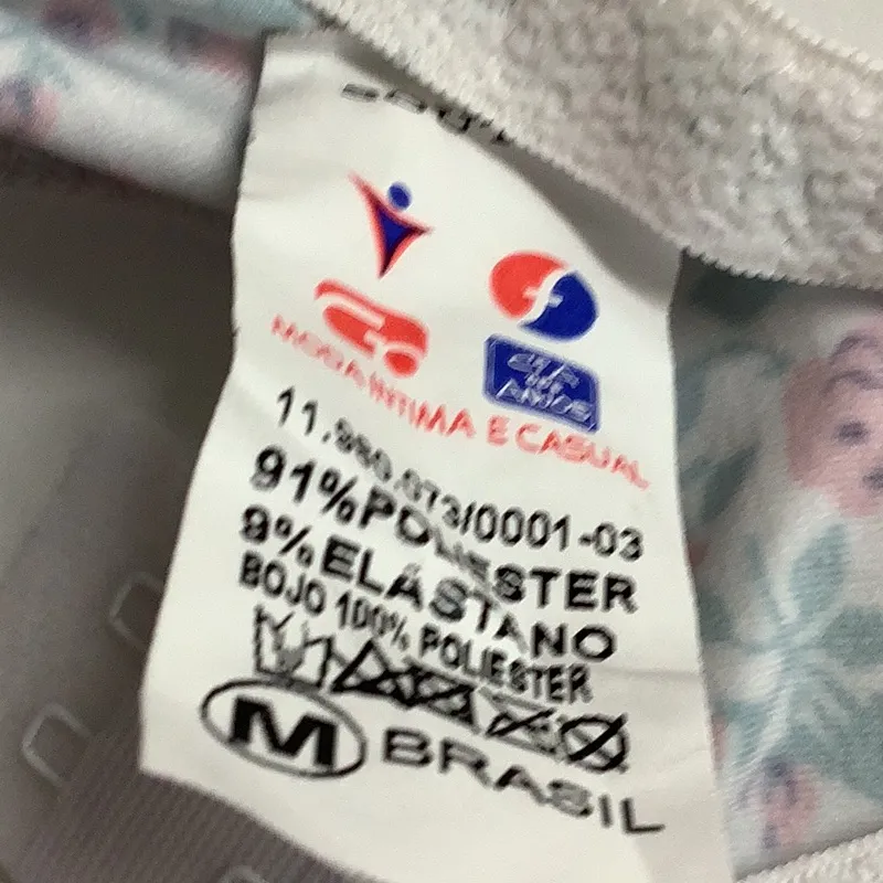 Massam Size Medium White Floral Print Padded Underwire Bra. Made in Brazil. New. - Image 7