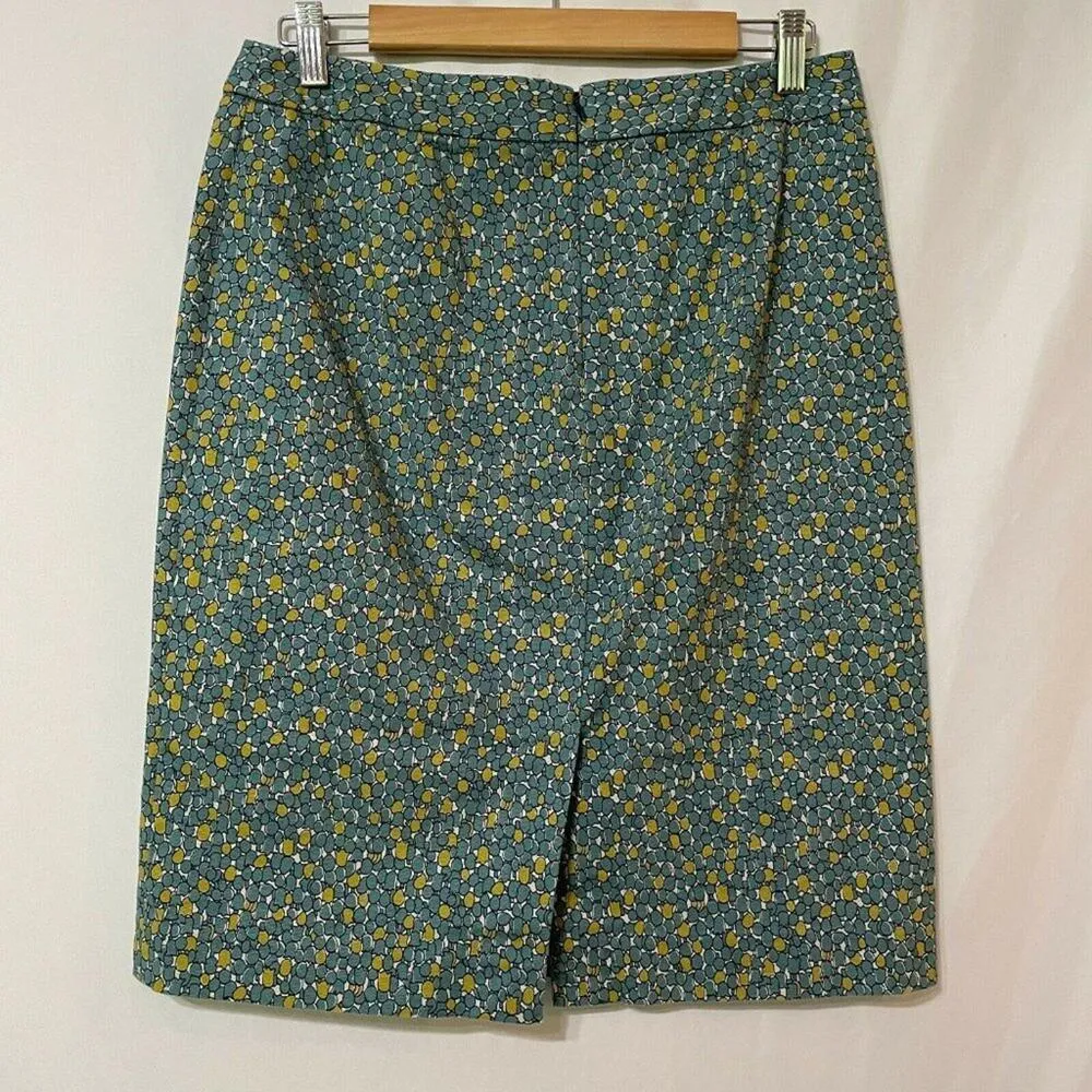 Talbots Womens Yellow Teal Floral Back Zip Pencil Skirt Dark Academia 8 - Image 2