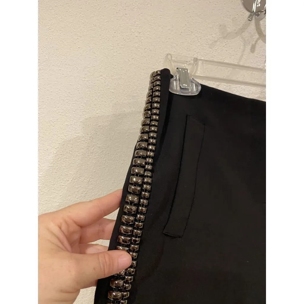 La Reine Shorts Womens Small Black Studded High Rise Embellished Dressy Chic - Image 3