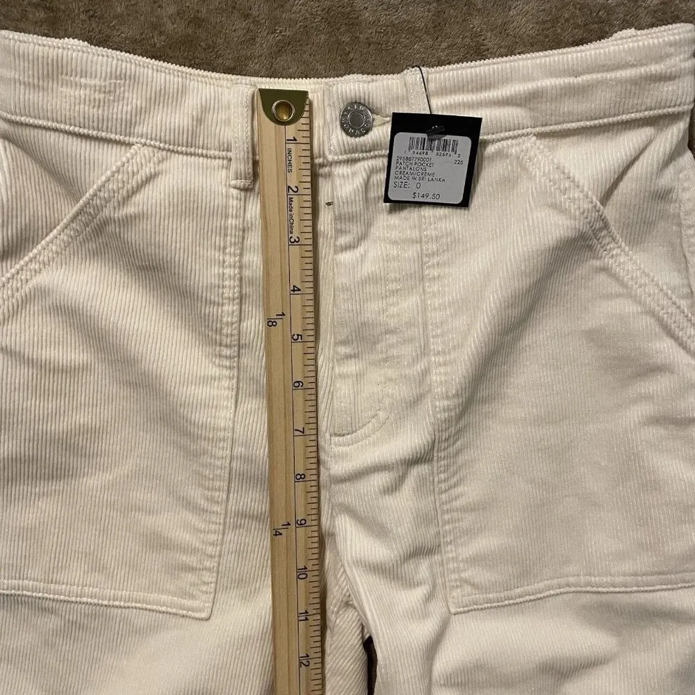 NWT $150 Club Monaco Pants Womens Sz 0 Cream Corduroy High Rise Patch Pockets - Image 9
