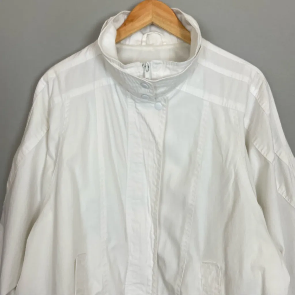 Vintage 80s 90s Jacket Sporty White‎ Size XL Women Zipper Snaps Stand Up Collar White - Image 4
