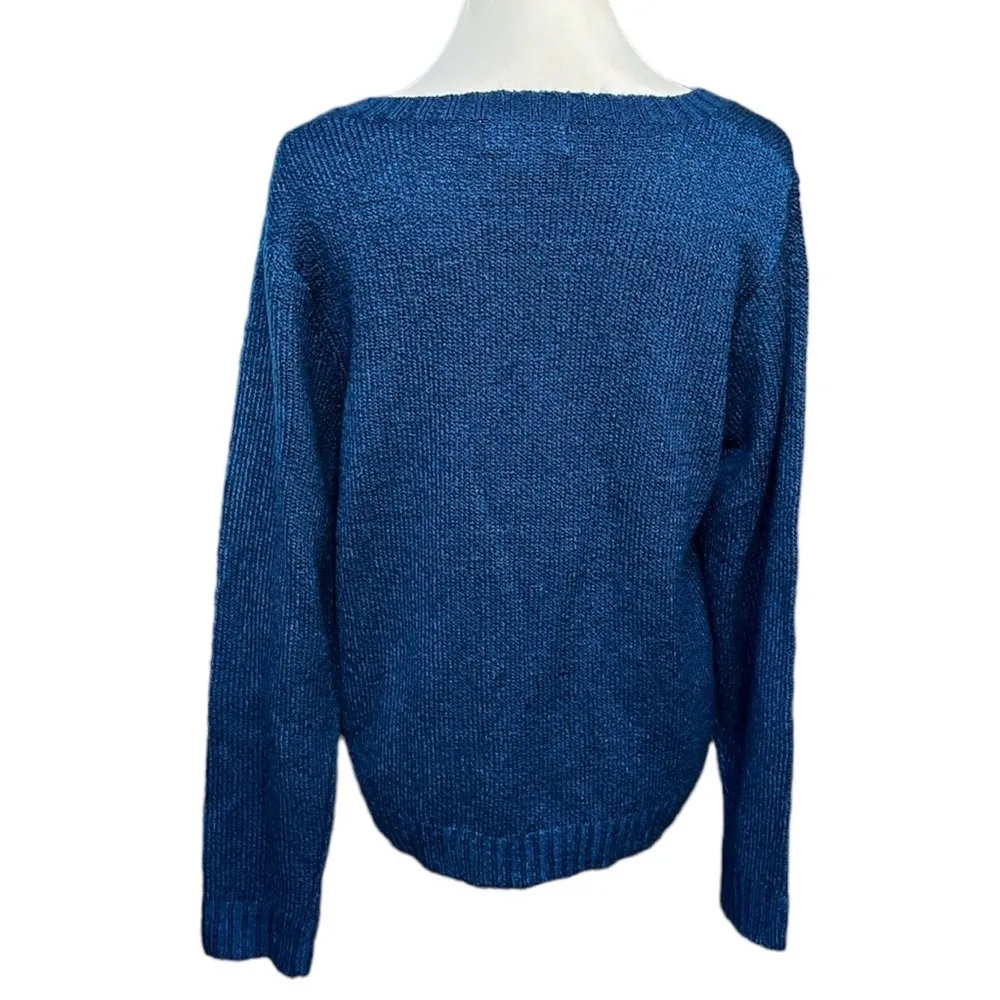 Carolyn Taylor Knit V-Neck Sweater Blue Size XLarge - Image 2