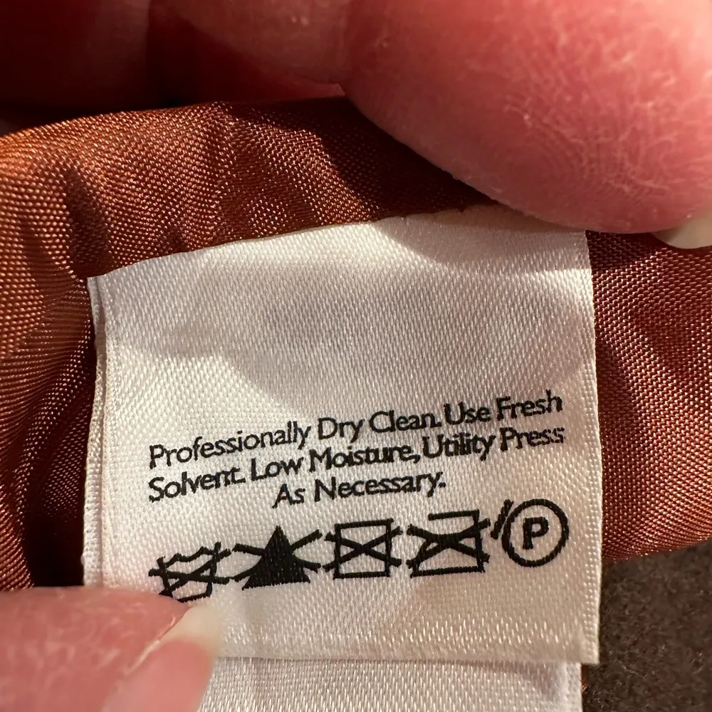 Eddie Bauer Brown Midi Sleeveless V Neck Dress 65 % Wool Orange Lining Sz XL - Image 10