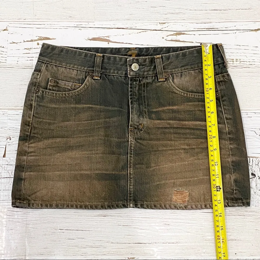 7 For All Mankind Acid Washed Mini Denim Skirt 27 - Image 8