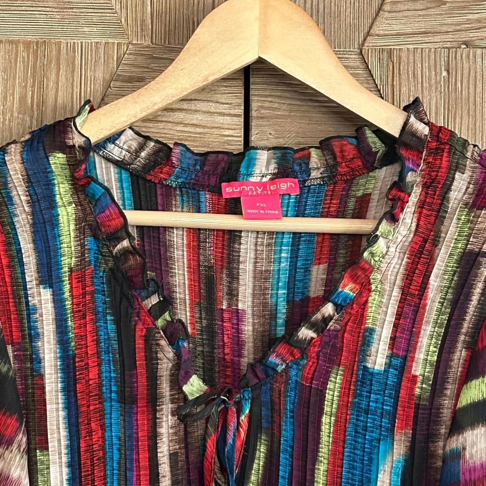 Sunny Leigh Women's Multicolor Striped Top Size PXL Bohemian - Image 2