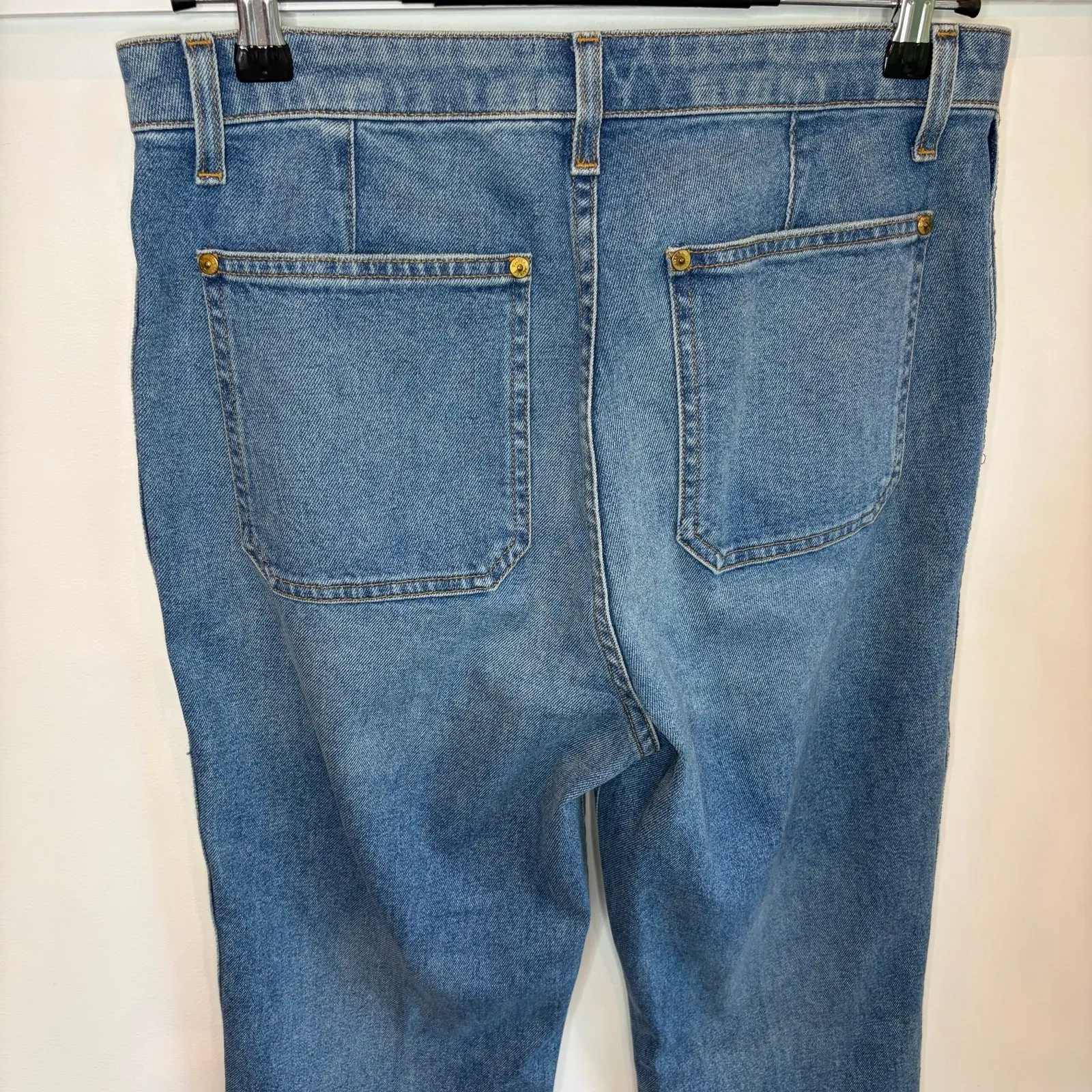Khaite Raquel Premium Denim Sz 30 Cropped Patch Pocket Jeans Straight Flare - Image 9