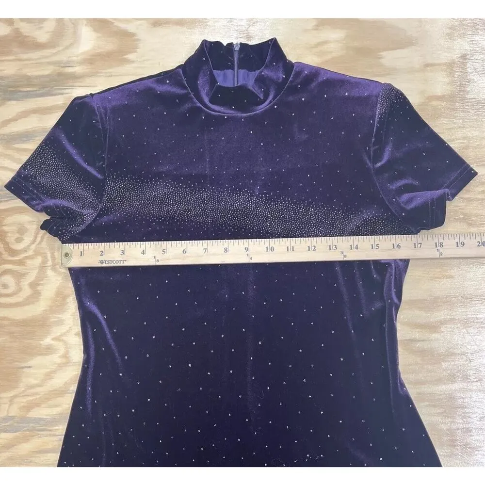 Vintage 90s Y2K Jessica Howard Purple Velvet Maxi Dress 8 Fairy Witchy Party - Image 7