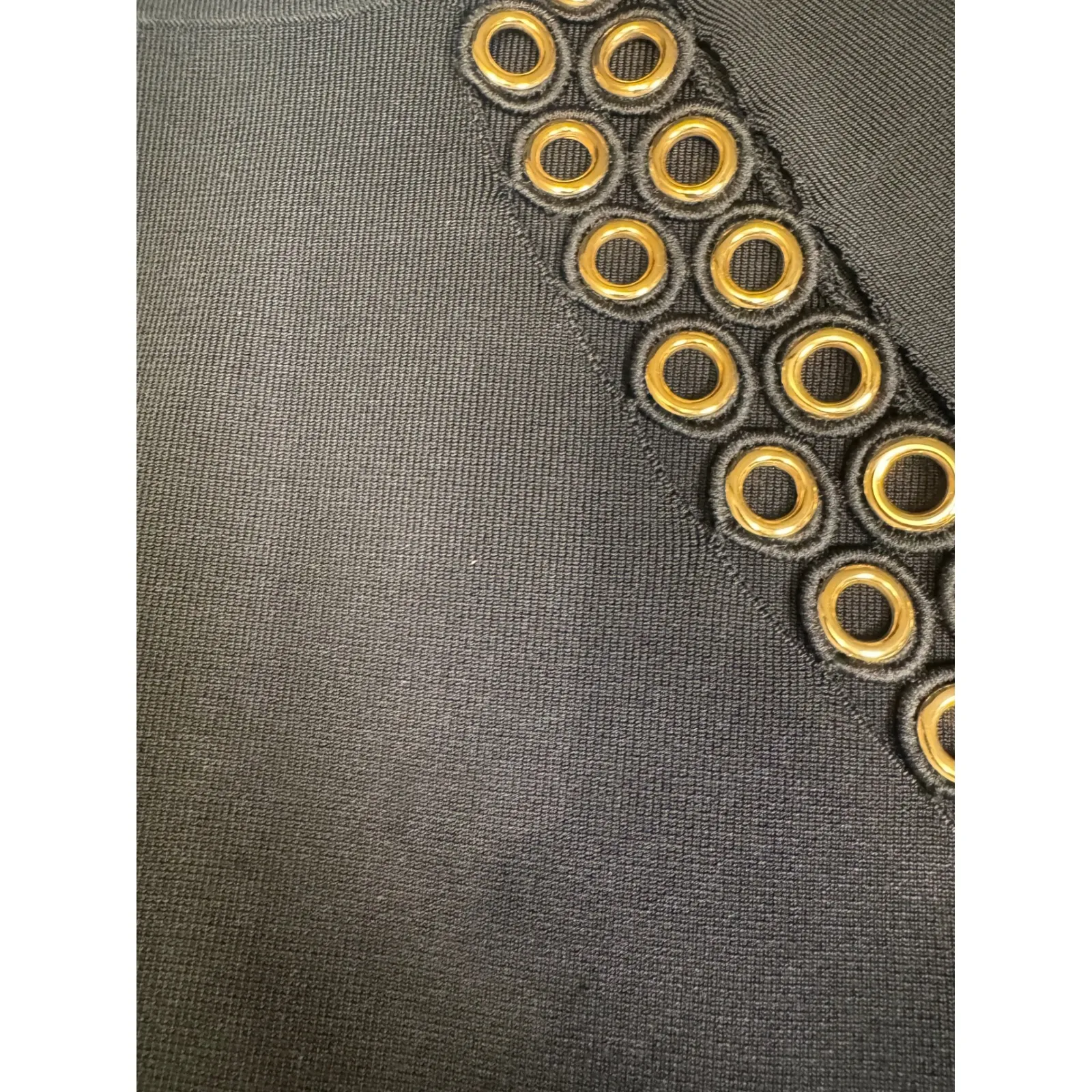 Good American Black Ribbed Knit Bodycon‎ Dress with Grommet Detail Size 5 - Image 4