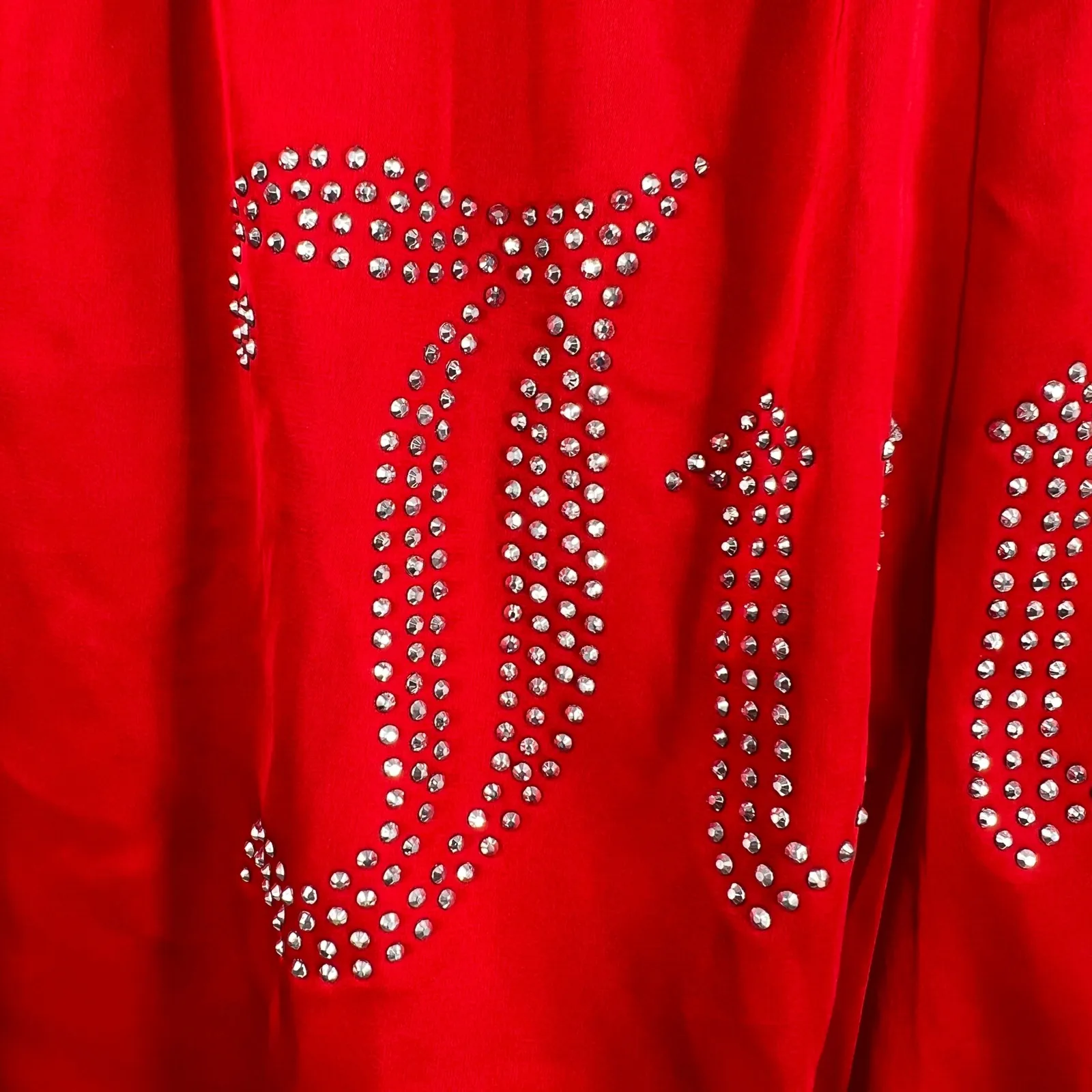 Juicy Couture Satin Pajama Shorts Red S Boxer Style Rhinestone Sleep Lounge - Image 3