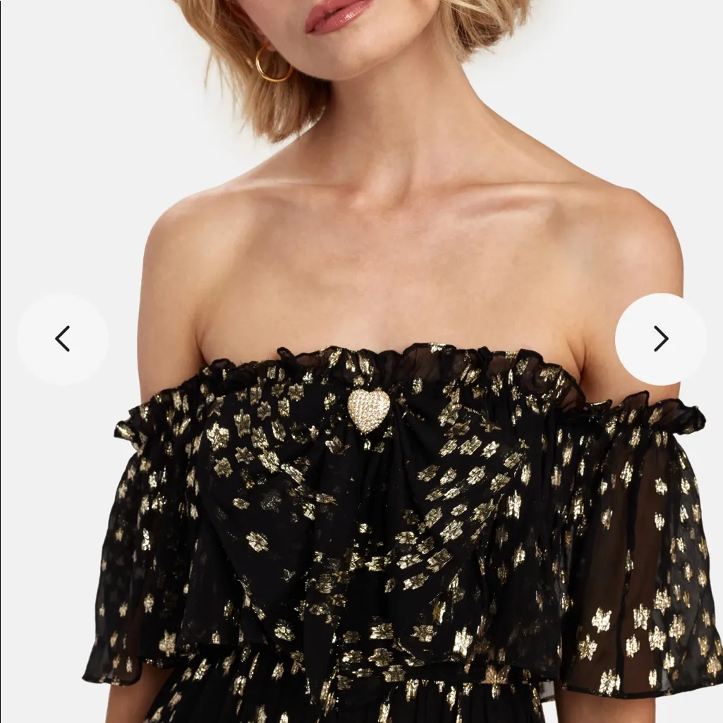 NWT LoveShackFancy silk Ronny maxi dress in black metallic stars - Image 6