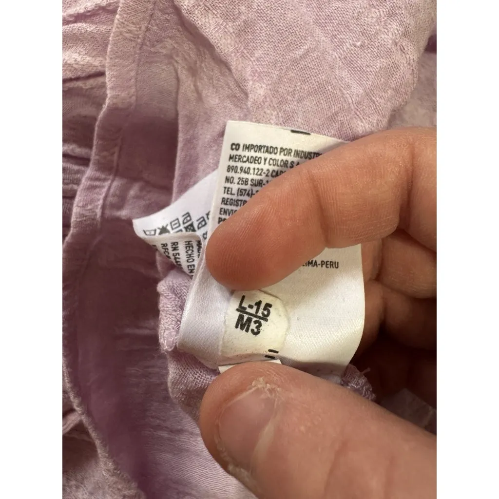 American Eagle Women Sz Medium Blouse Long Sleeve Tie Lightweight V Neck Preppy - Image 13