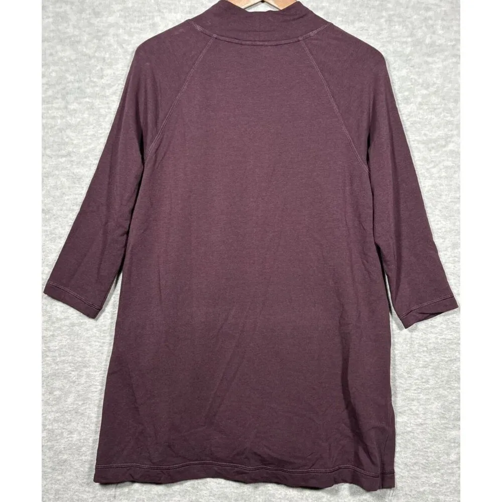 Pure J Jill Affinity French Terry Womens Shirt Sz S V Neck Tunic Burgundy Casual - Image 4