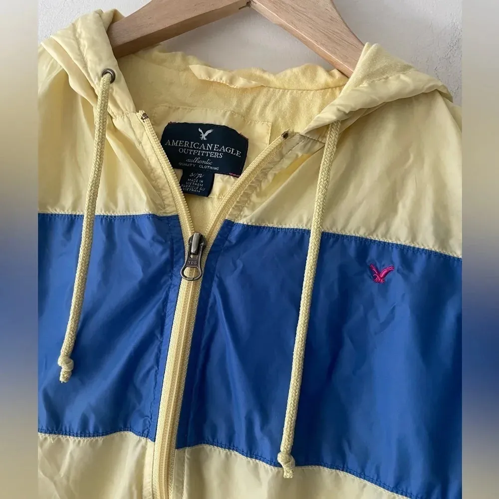 American Eagle Y2K Retro Windbreaker Color Block Zip Up Multicolor - Image 2
