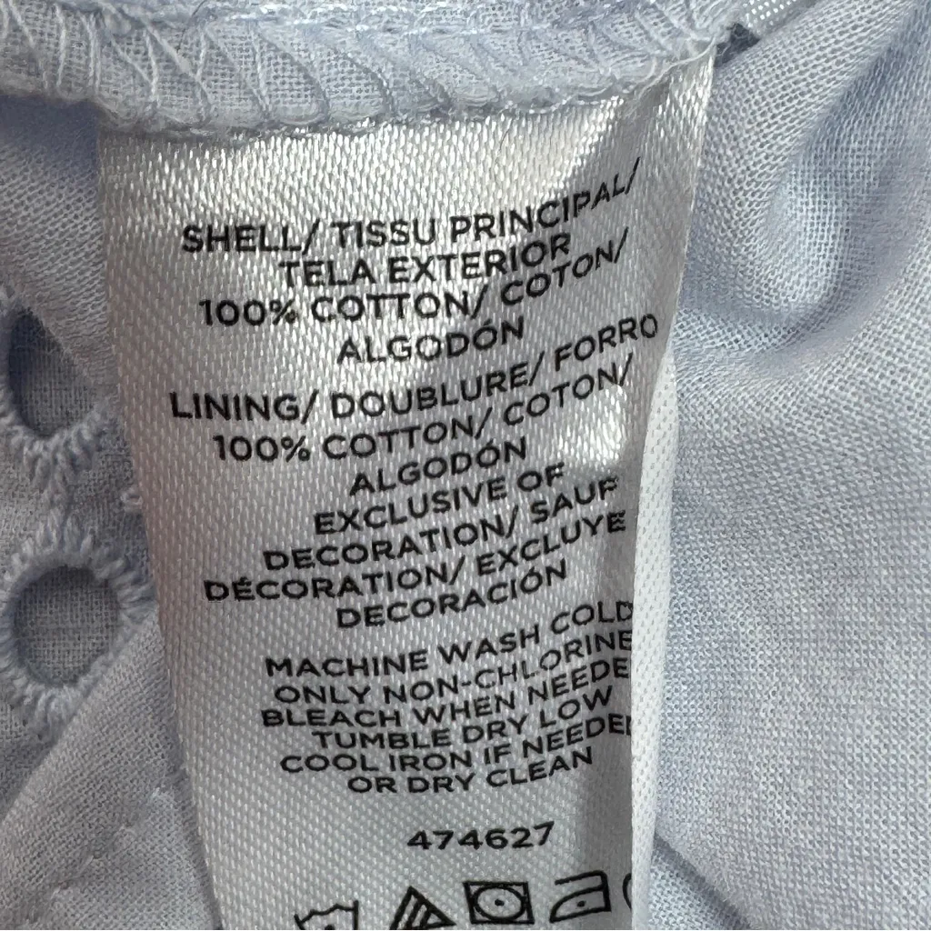 Loft Eyelet Split Neck Sleeveless Shift Tunic Mini Dress Powder Blue Size 2 - Image 13