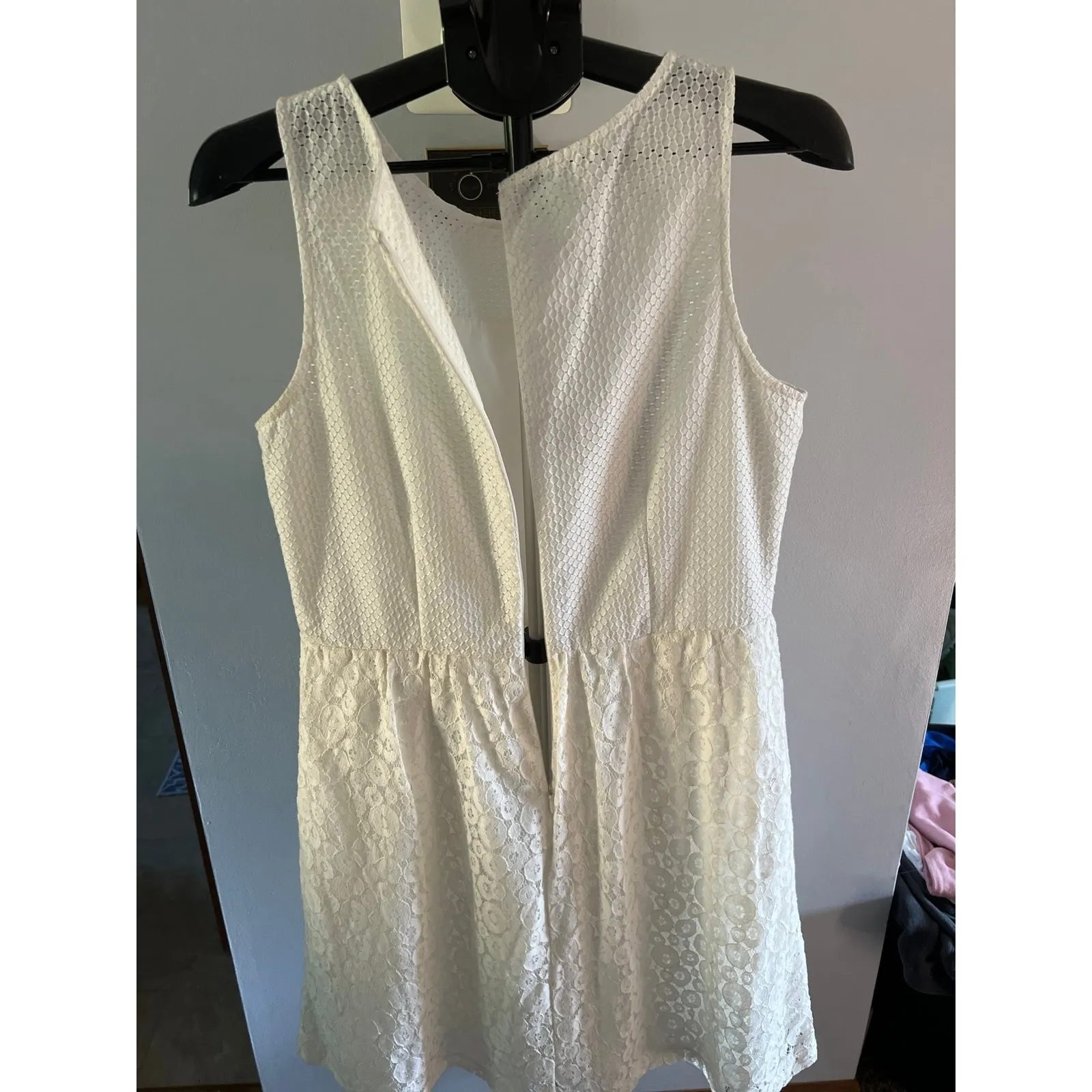 Vintage DR Collection Women's Ivory Cloud‎ Lace Sleeveless Doily Dress Size 12 - Image 9