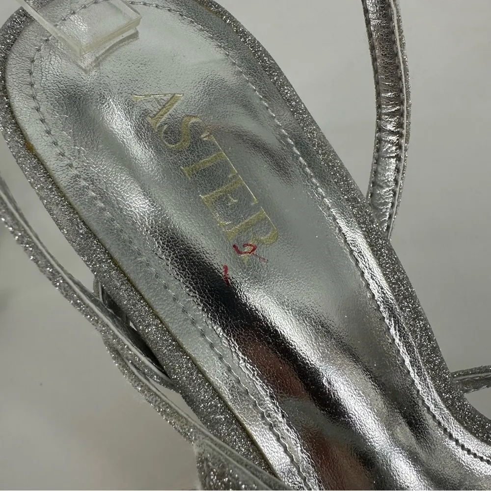 Aster Azores Silver Glitter Strappy Heeled Sandals size 9 Event Evening - Image 10