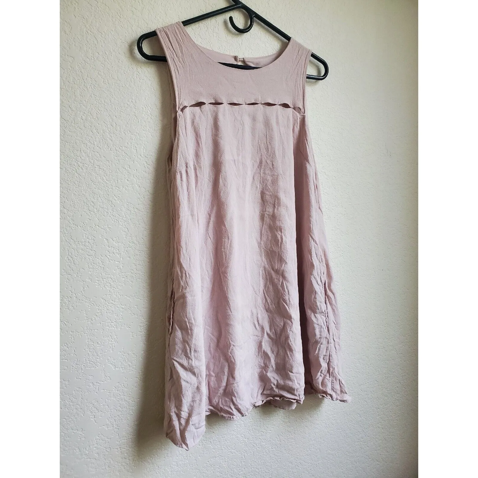 Very J Dress Women Large Sleeveless Pastel Pink Cream Shift Midi w Pockets - Image 2