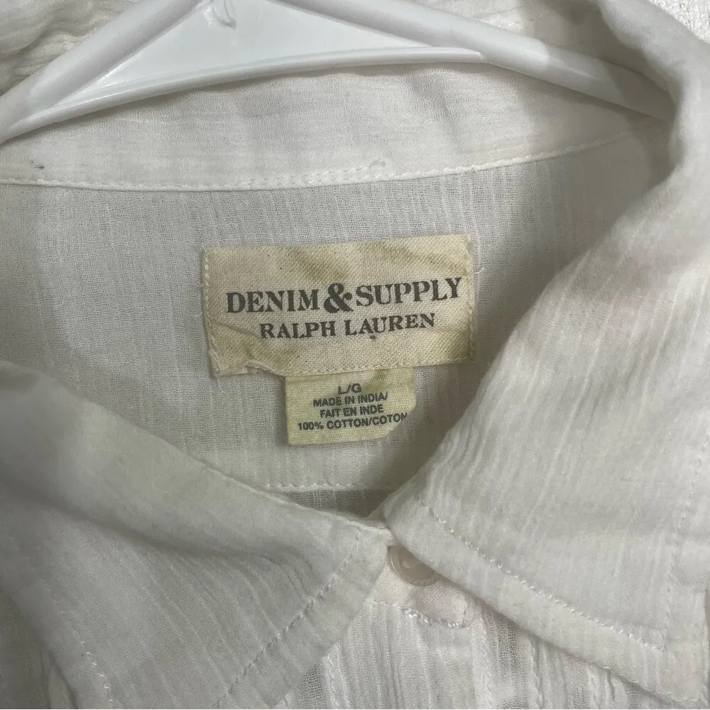 Ralph Lauren Denim‎ & Supply Tunic Mini Dress White Button Front size L NWT - Image 5