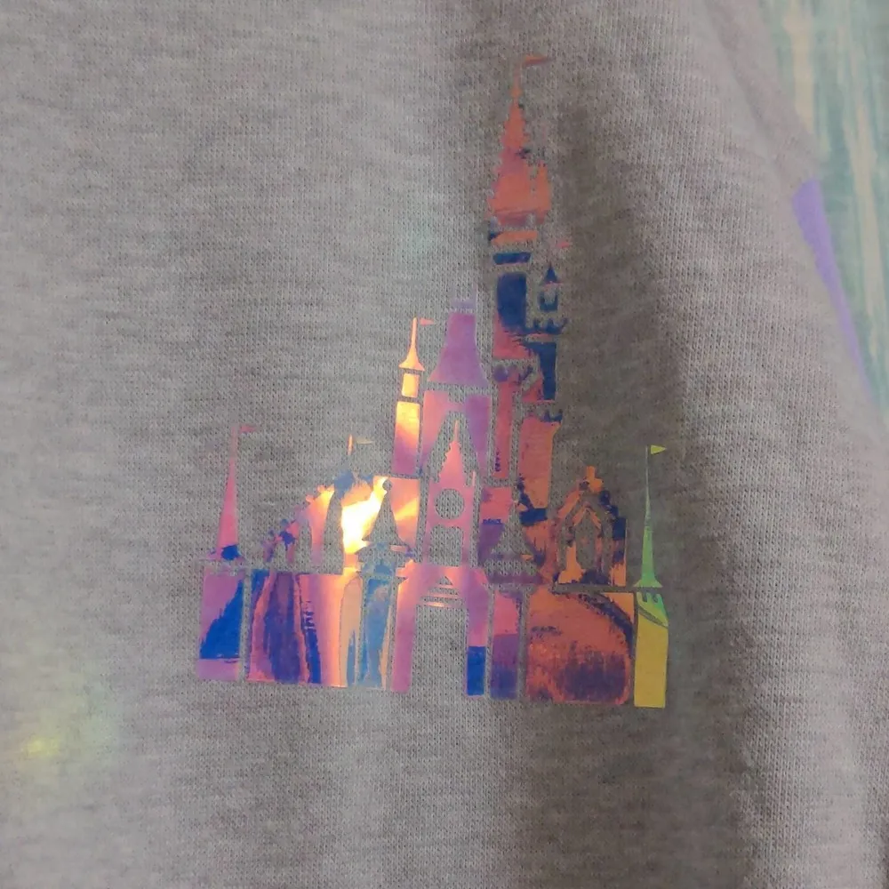 Disney Womens Crewneck Sweatshirt Purple Gray Pullover Color Block Long Sleeve M - Image 2