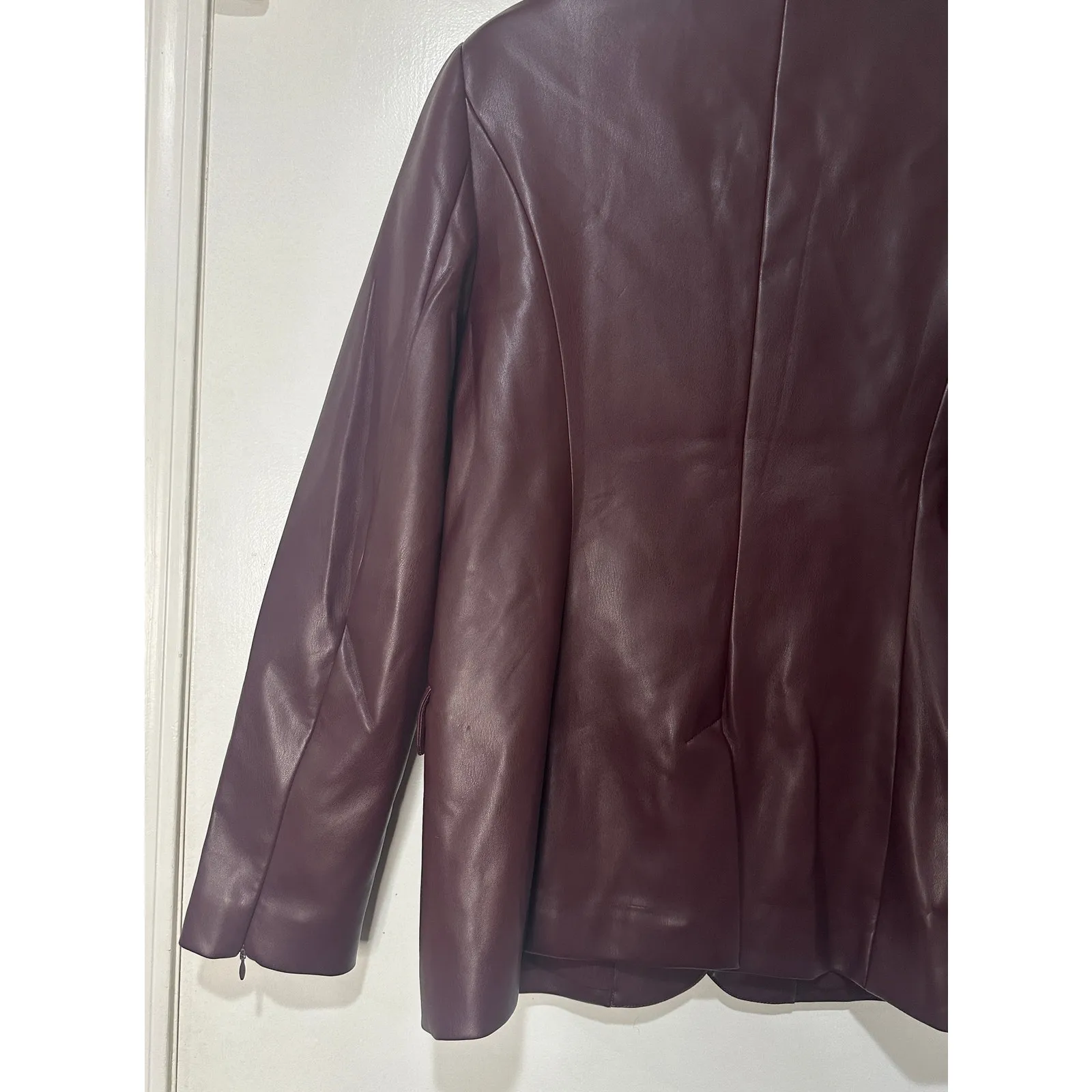 Good American Sculpted Blazer Jacket Malbec Faux Leather Size Large NWT Dressy - Image 14