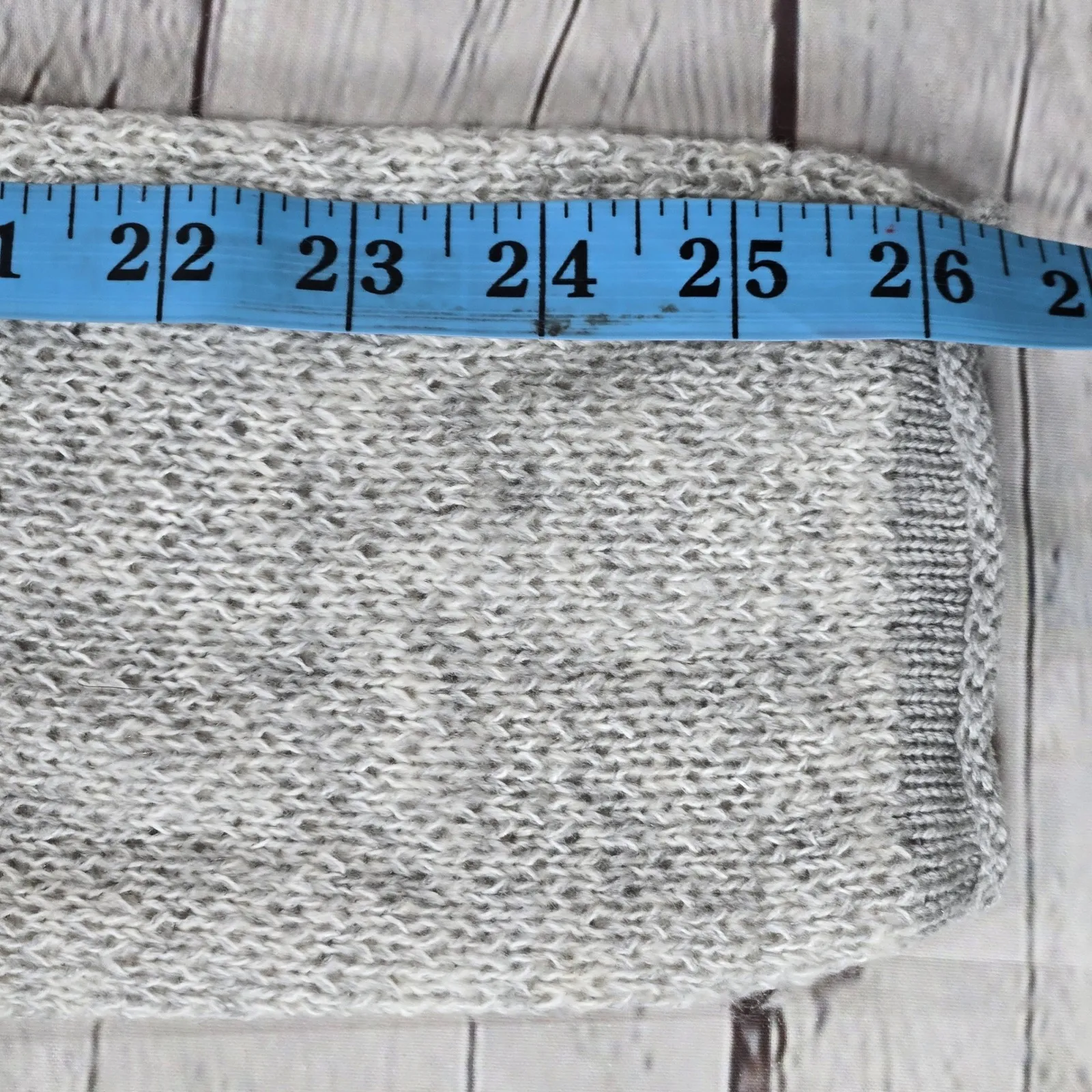 Gap Women Oatmeal Heather Grey Wool Blend Stripe Knit Sweater Long Sleeve Size L - Image 9