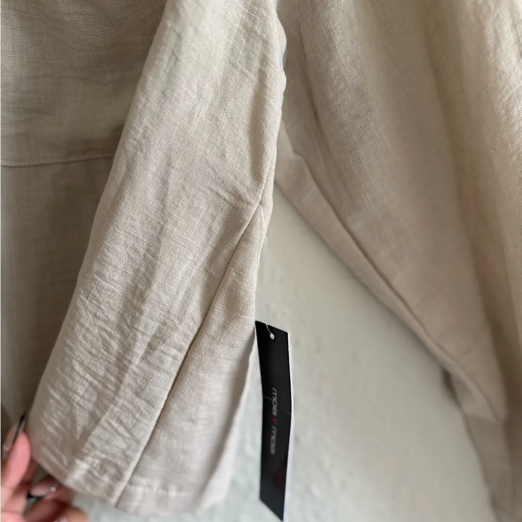 Moa Moa Cream Long Sleeve Button Down Shirt Size XL - Image 4