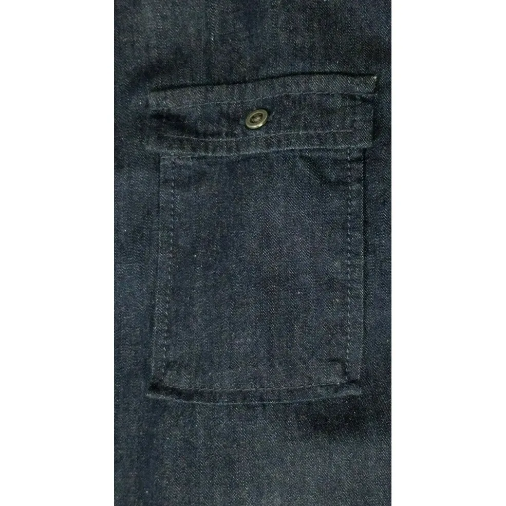 Ann Taylor LOFT Women's  Small Dark Blue Denim Long‎ Roll Tab Sleeve Dress Tunic - Image 4