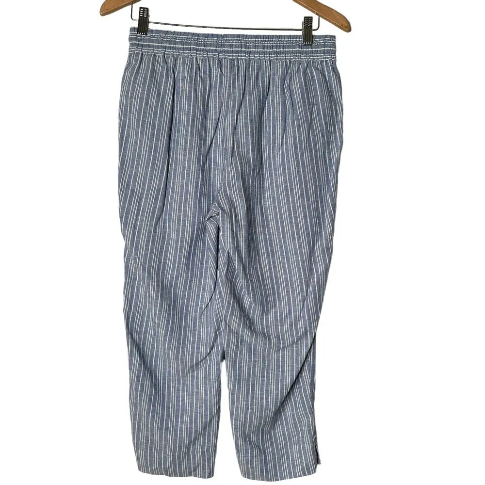 Land N Sea Womens Crop Pants Size S Blue Coastal Minimalist Resort Wear Nautical - Image 2
