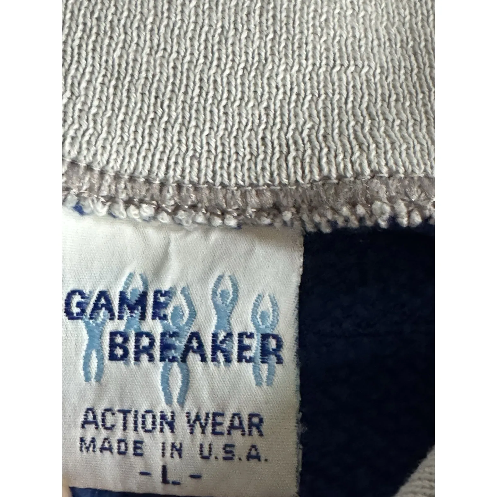 VTG Game Breaker Sweatshirt Blue Collared Large Workout Gym Exercise Walk READ - Image 6